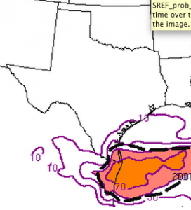 SREF Probability of Craven-Brooks Significant Severe >=20000 (a severe t-storm threshold)